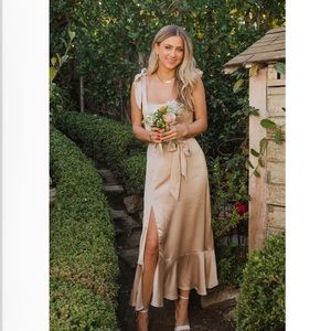 Show Me Your Mumu champagne bridesmaid midi dress, medium
